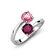5 - Jianna 6.00 mm Cushion Rhodolite Garnet and Round Pink Tourmaline 2 Stone Promise Ring 