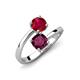 5 - Jianna 6.00 mm Cushion Rhodolite Garnet and Round Ruby 2 Stone Promise Ring 