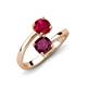 5 - Jianna 6.00 mm Cushion Rhodolite Garnet and Round Ruby 2 Stone Promise Ring 