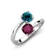 5 - Jianna 6.00 mm Cushion Rhodolite Garnet and Round Blue Diamond 2 Stone Promise Ring 