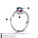6 - Jianna 6.00 mm Cushion Rhodolite Garnet and Round Blue Diamond 2 Stone Promise Ring 