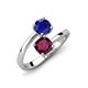5 - Jianna 6.00 mm Cushion Rhodolite Garnet and Round Blue Sapphire 2 Stone Promise Ring 
