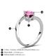 6 - Jianna 6.00 mm Cushion Rhodolite Garnet and Round Lab Created Pink Sapphire 2 Stone Promise Ring 