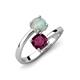5 - Jianna 6.00 mm Cushion Rhodolite Garnet and Round Opal 2 Stone Promise Ring 