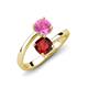 5 - Jianna 6.00 mm Cushion Red Garnet and Round Lab Created Pink Sapphire 2 Stone Promise Ring 