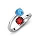 5 - Jianna 6.00 mm Cushion Red Garnet and Round Blue Topaz 2 Stone Promise Ring 