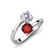 5 - Jianna 6.00 mm Cushion Red Garnet and IGI Certified Round Lab Grown Diamond 2 Stone Promise Ring 