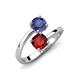5 - Jianna 6.00 mm Cushion Red Garnet and Round Iolite 2 Stone Promise Ring 