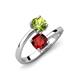 5 - Jianna 6.00 mm Cushion Red Garnet and Round Peridot 2 Stone Promise Ring 