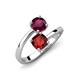 5 - Jianna 6.00 mm Cushion Red Garnet and Round Rhodolite Garnet 2 Stone Promise Ring 