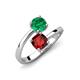 5 - Jianna 6.00 mm Cushion Red Garnet and Round Emerald 2 Stone Promise Ring 