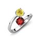 5 - Jianna 6.00 mm Cushion Red Garnet and Round Lab Created Yellow Sapphire 2 Stone Promise Ring 