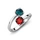 5 - Jianna 6.00 mm Cushion Red Garnet and Round London Blue Topaz 2 Stone Promise Ring 