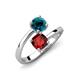 5 - Jianna 6.00 mm Cushion Red Garnet and Round Blue Diamond 2 Stone Promise Ring 