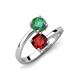 5 - Jianna 6.00 mm Cushion Red Garnet and Round Lab Created Alexandrite 2 Stone Promise Ring 