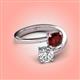 4 - Jianna 6.00 mm Cushion Red Garnet and GIA Certified Round Natural Diamond 2 Stone Promise Ring 