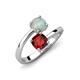 5 - Jianna 6.00 mm Cushion Red Garnet and Round Opal 2 Stone Promise Ring 