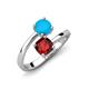 5 - Jianna 6.00 mm Cushion Red Garnet and Round Turquoise 2 Stone Promise Ring 