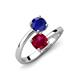 5 - Jianna 6.00 mm Cushion Lab Created Ruby and Round Blue Sapphire 2 Stone Promise Ring 