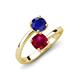 5 - Jianna 6.00 mm Cushion Lab Created Ruby and Round Blue Sapphire 2 Stone Promise Ring 