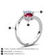 6 - Jianna 6.00 mm Cushion Lab Created Ruby and Round Aquamarine 2 Stone Promise Ring 