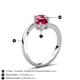 6 - Jianna 6.00 mm Cushion Lab Created Ruby and Round Pink Tourmaline 2 Stone Promise Ring 
