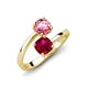 5 - Jianna 6.00 mm Cushion Lab Created Ruby and Round Pink Tourmaline 2 Stone Promise Ring 