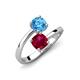 5 - Jianna 6.00 mm Cushion Lab Created Ruby and Round Blue Topaz 2 Stone Promise Ring 