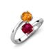 5 - Jianna 6.00 mm Cushion Lab Created Ruby and Round Citrine 2 Stone Promise Ring 