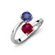 5 - Jianna 6.00 mm Cushion Lab Created Ruby and Round Iolite 2 Stone Promise Ring 