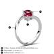 6 - Jianna 6.00 mm Cushion Lab Created Ruby and Round Red Garnet 2 Stone Promise Ring 
