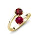 5 - Jianna 6.00 mm Cushion Lab Created Ruby and Round Red Garnet 2 Stone Promise Ring 