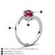 6 - Jianna 6.00 mm Cushion Lab Created Ruby and Round Rhodolite Garnet 2 Stone Promise Ring 