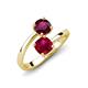 5 - Jianna 6.00 mm Cushion Lab Created Ruby and Round Rhodolite Garnet 2 Stone Promise Ring 
