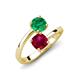 5 - Jianna 6.00 mm Cushion Lab Created Ruby and Round Emerald 2 Stone Promise Ring 