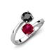 5 - Jianna 6.00 mm Cushion Lab Created Ruby and Round Black Diamond 2 Stone Promise Ring 