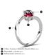 6 - Jianna 6.00 mm Cushion Lab Created Ruby and Round Black Diamond 2 Stone Promise Ring 