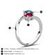 6 - Jianna 6.00 mm Cushion Lab Created Ruby and Round London Blue Topaz 2 Stone Promise Ring 