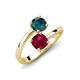 5 - Jianna 6.00 mm Cushion Lab Created Ruby and Round London Blue Topaz 2 Stone Promise Ring 