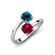 5 - Jianna 6.00 mm Cushion Lab Created Ruby and Round Blue Diamond 2 Stone Promise Ring 