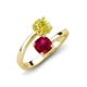 5 - Jianna 6.00 mm Cushion Lab Created Ruby and Round Yellow Diamond 2 Stone Promise Ring 
