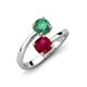 5 - Jianna 6.00 mm Cushion Lab Created Ruby and Round Lab Created Alexandrite 2 Stone Promise Ring 