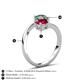 6 - Jianna 6.00 mm Cushion Lab Created Ruby and Round Lab Created Alexandrite 2 Stone Promise Ring 