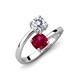 5 - Jianna 6.00 mm Cushion Lab Created Ruby and IGI Certified Round Lab Grown Diamond 2 Stone Promise Ring 