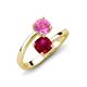 5 - Jianna 6.00 mm Cushion Lab Created Ruby and Round Lab Created Pink Sapphire 2 Stone Promise Ring 