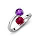 5 - Jianna 6.00 mm Cushion Lab Created Ruby and Round Amethyst 2 Stone Promise Ring 