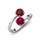 5 - Jianna 6.00 mm Cushion Lab Created Ruby and Round Red Garnet 2 Stone Promise Ring 