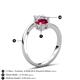 6 - Jianna 6.00 mm Cushion Lab Created Ruby and Round Forever Brilliant Moissanite 2 Stone Promise Ring 