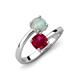 5 - Jianna 6.00 mm Cushion Lab Created Ruby and Round Opal 2 Stone Promise Ring 
