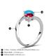 6 - Jianna 6.00 mm Cushion Lab Created Ruby and Round Turquoise 2 Stone Promise Ring 